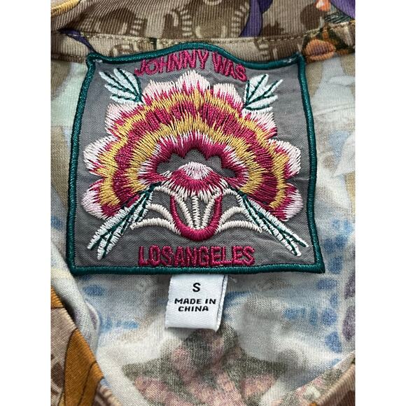 Johnny Was Astrid Bamboo Swing Tunic Blouse Small Fall Floral 3/4 Sleeve Boho - Picture 7 of 8